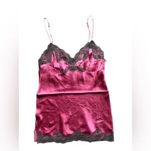 Gold Hawk Raspberry Pink Silk Lace Camisole Medium NWT
